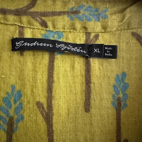 Gudrun Sjoden Patterned Green and Blue Button up Blouse size XL - Picture 3 of 3